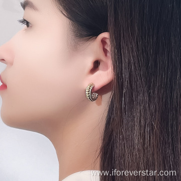 I8K Two Tone Gold Plated 925 Silver Earrings